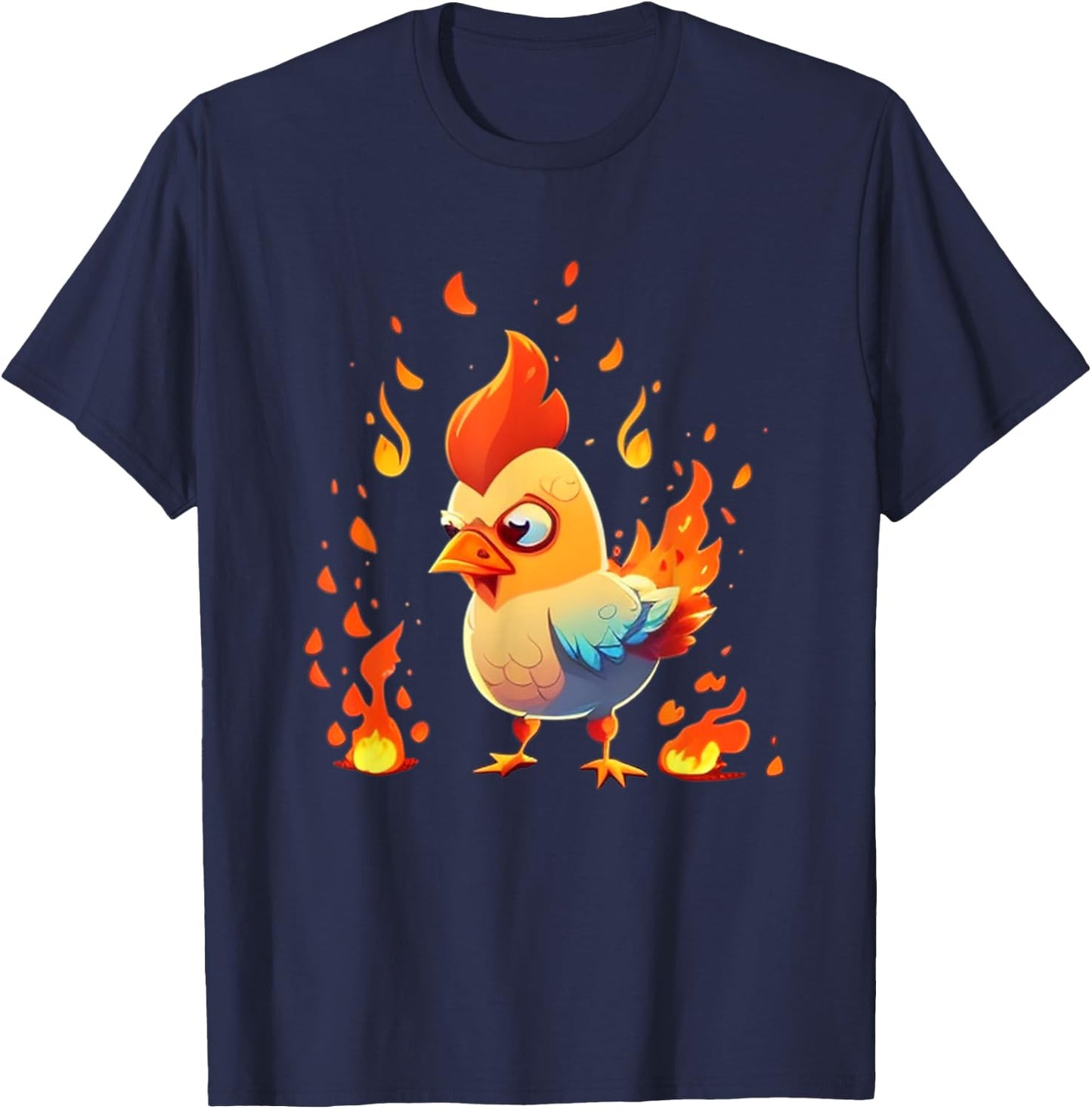 Funny looking Fire Chicken T-Shirt - T-Shirt | Navy