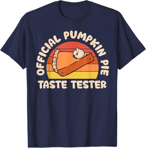 Retro Official Pumpkin Pie Taste Tester Funny Thanksgiving T-Shirt - T-Shirt | Navy