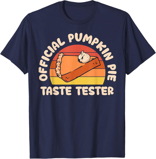 Retro Official Pumpkin Pie Taste Tester Funny Thanksgiving T-Shirt - T-Shirt | Navy