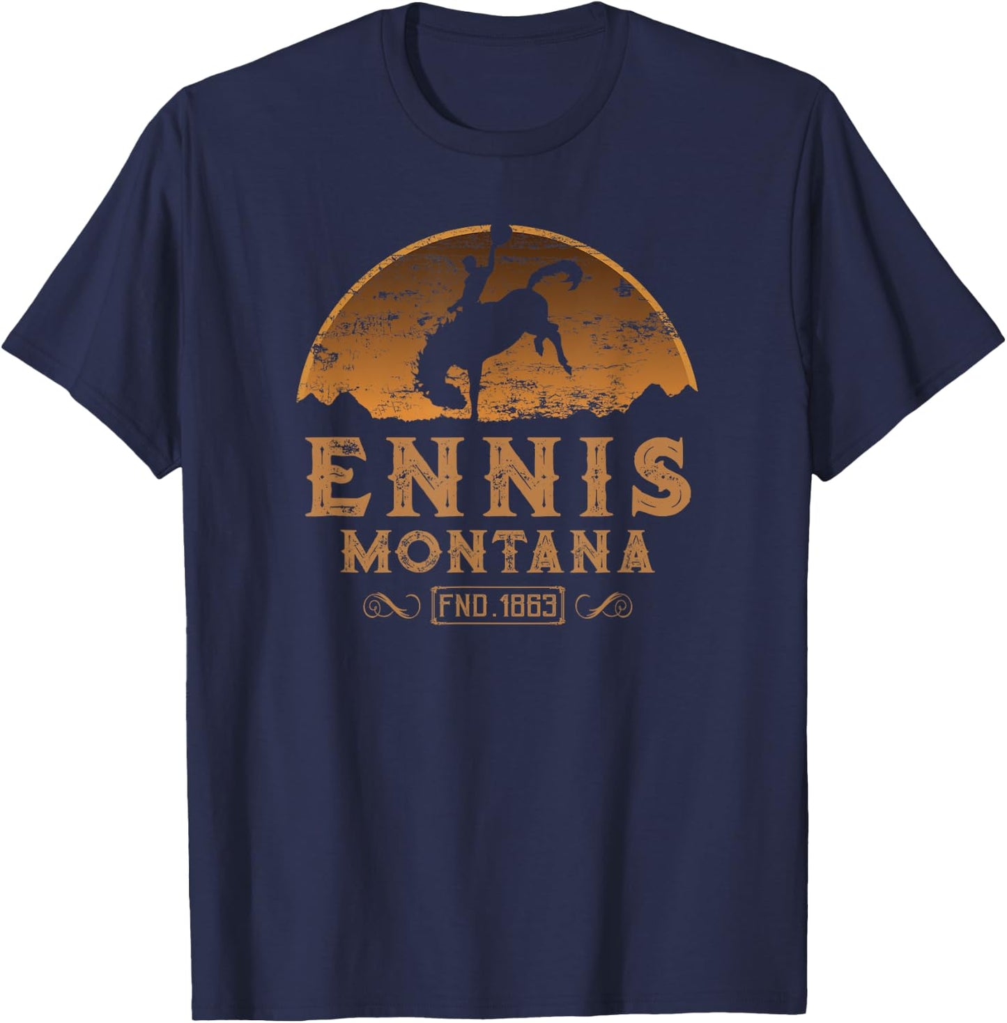Ennis Montana MT Wild West Rodeo Cowboy T-Shirt - T-Shirt | Navy