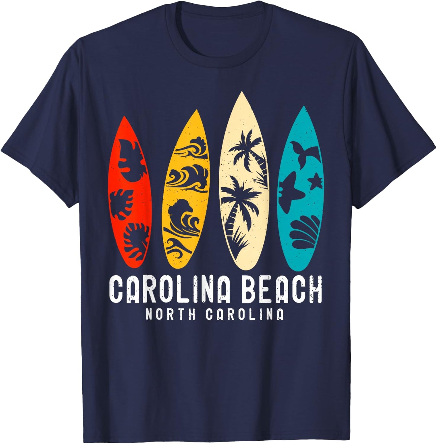 Vintage Carolina Beach North Carolina Beach Surfing T-Shirt - T-Shirt | Navy
