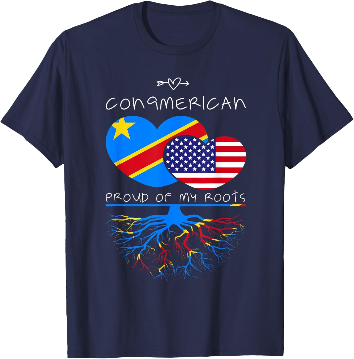 DR Congo USA Proud Of Both Countries Congmerican T-Shirt - T-Shirt | Navy