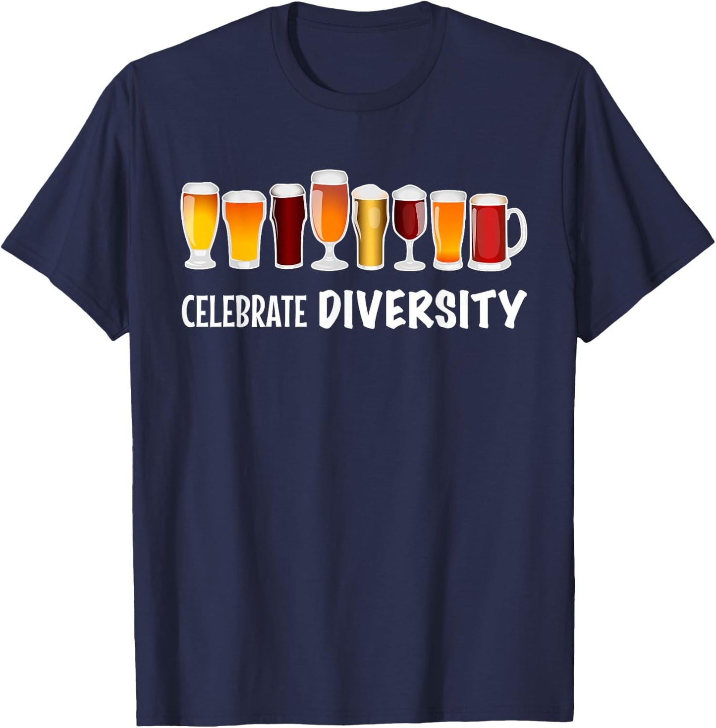 Funny Celebrate Diversity - Beer Clothing and Her T-Shirt - T-Shirt | Navy