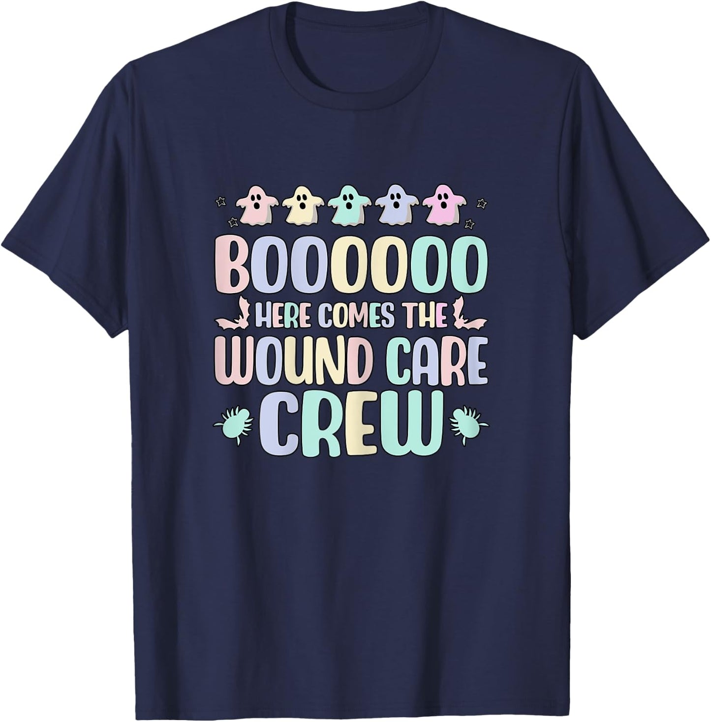 Wound Care Crew, Women Wound Nurse Halloween Ghost T-Shirt - T-Shirt | Navy