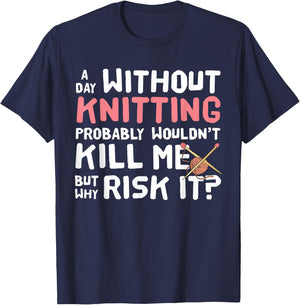 Knitting Yarn Crafts Fiber Arts - Sew Funny T-Shirt - T-Shirt | Navy