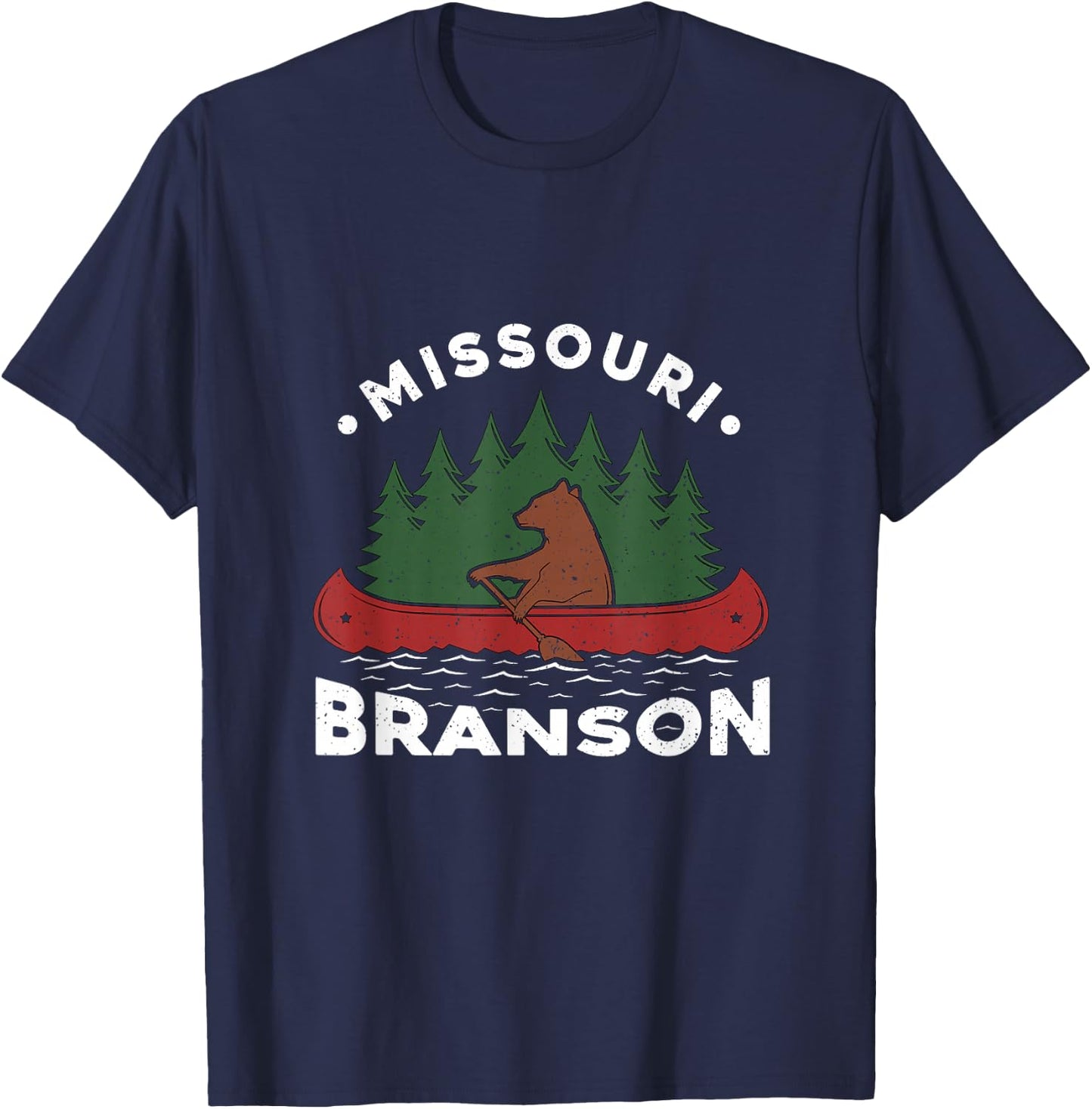 Funny Branson Missouri Bear Vintage Camping Rowing Souvenir T-Shirt - T-Shirt | Navy