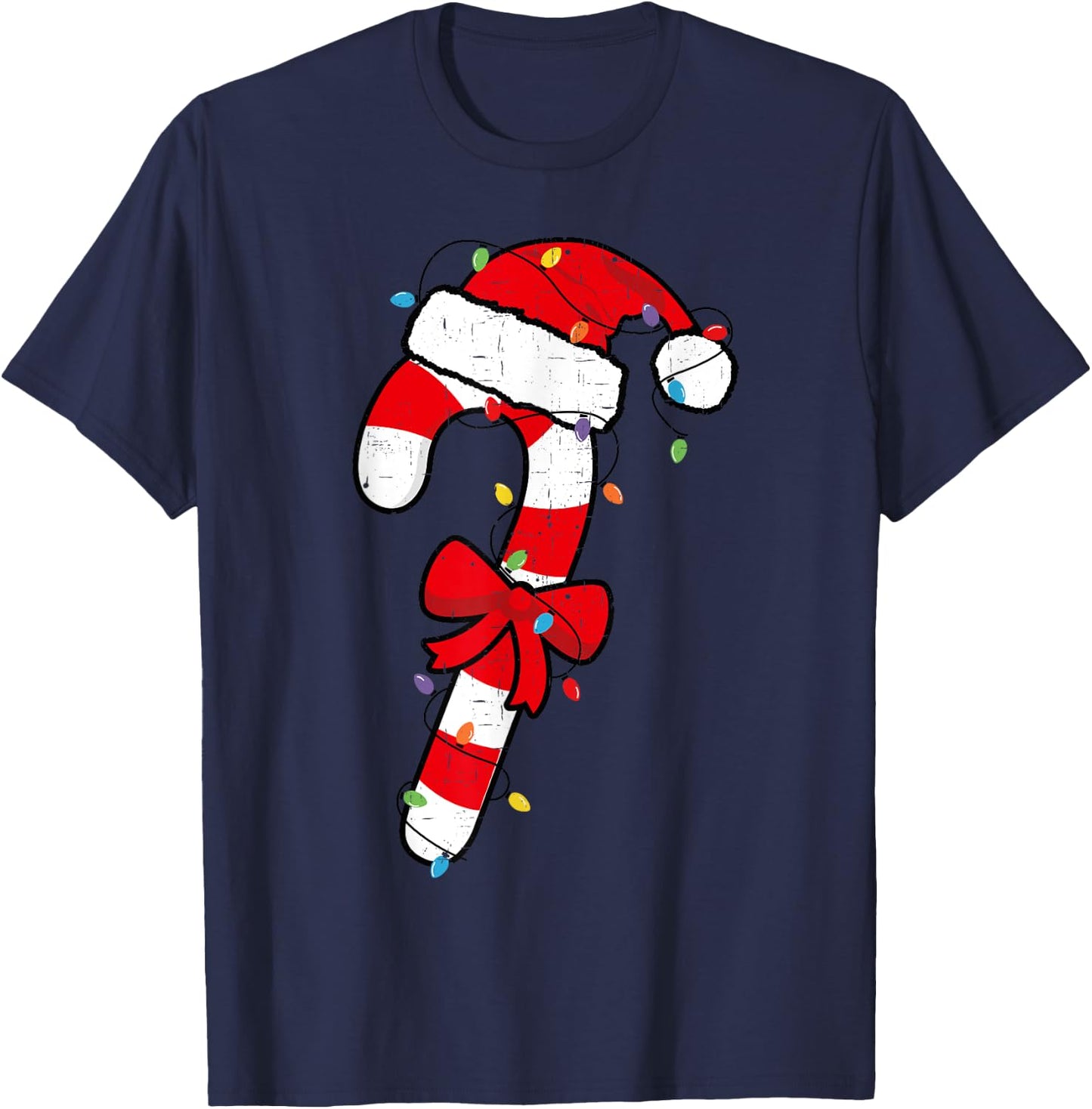 Christmas Candy Cane Santa Xmas Kids Toddler Youth Women Men T-Shirt - T-Shirt | Navy