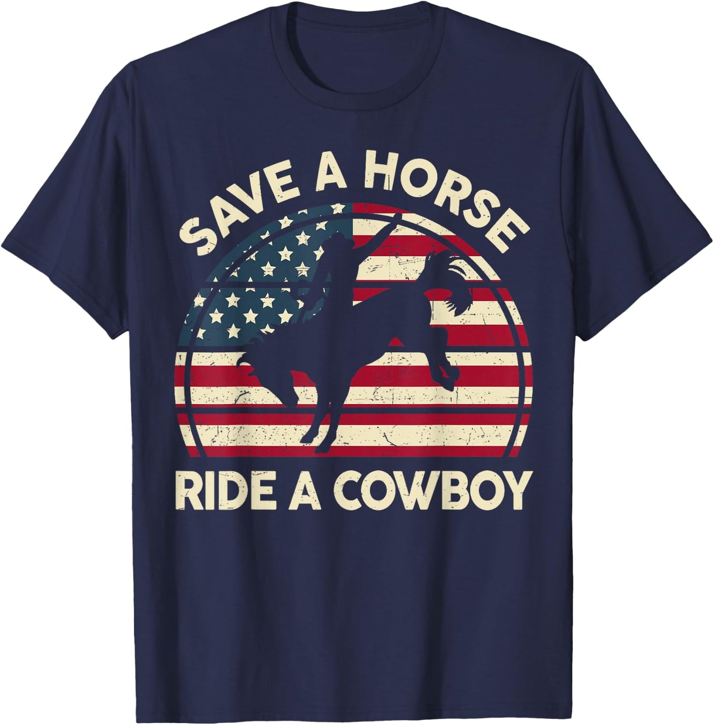 Funny Save A Horse Ride Cowboy-Shirt Men Women Western Rodeo T-Shirt - T-Shirt | Navy