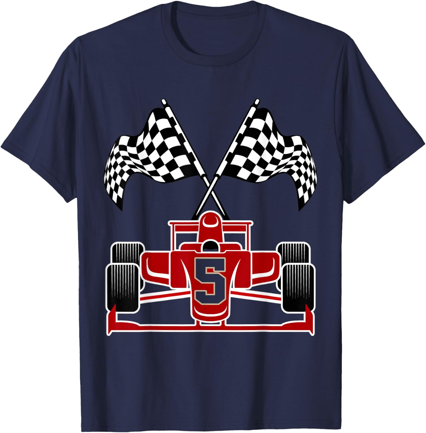Kids Race Car 5th Birthday Party Racing Car Boys 5 Year Old T-Shirt - T-Shirt | Navy