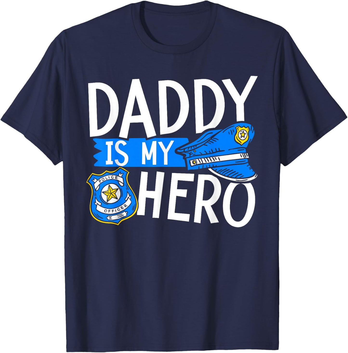 Daddy Is My Hero Kids Police Thin Blue Line Law Enforcement T-Shirt - T-Shirt | Navy
