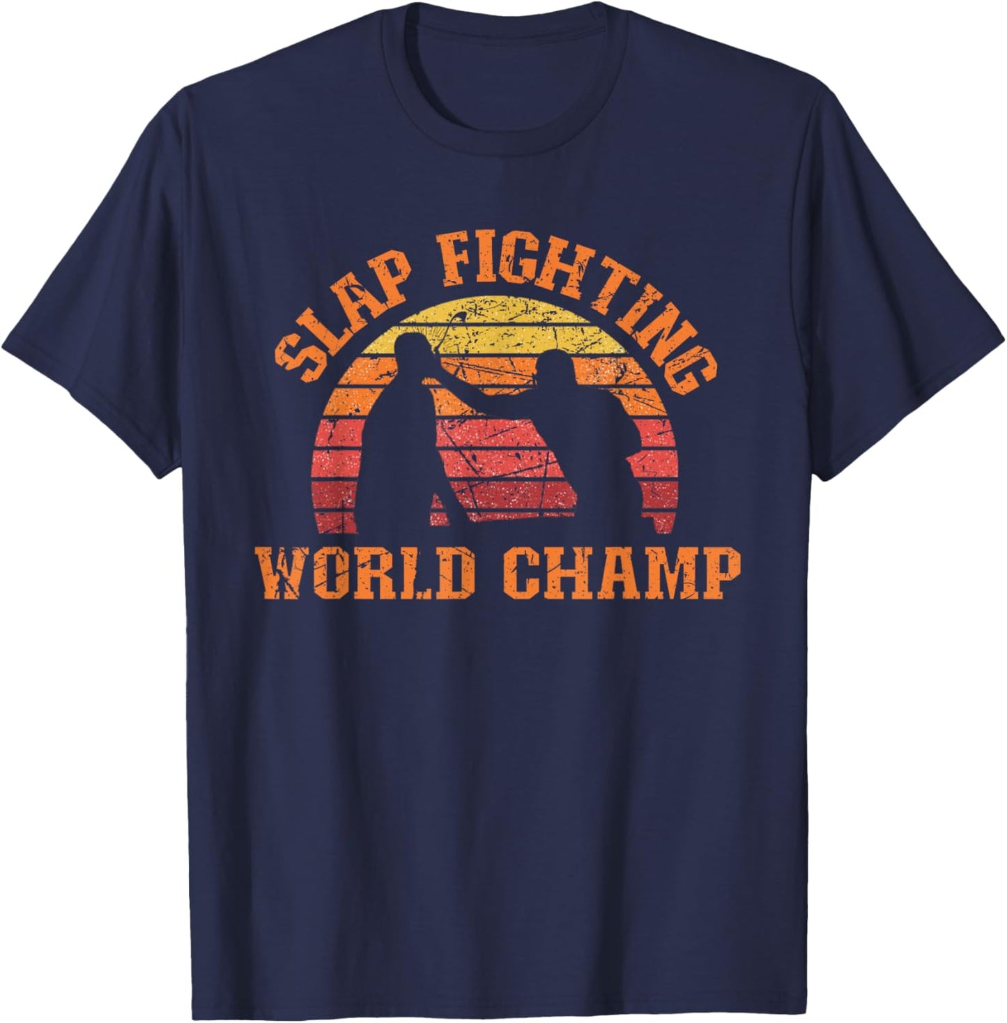 Retro Vintage Silhouette Slap Fighting T-Shirt - T-Shirt | Navy