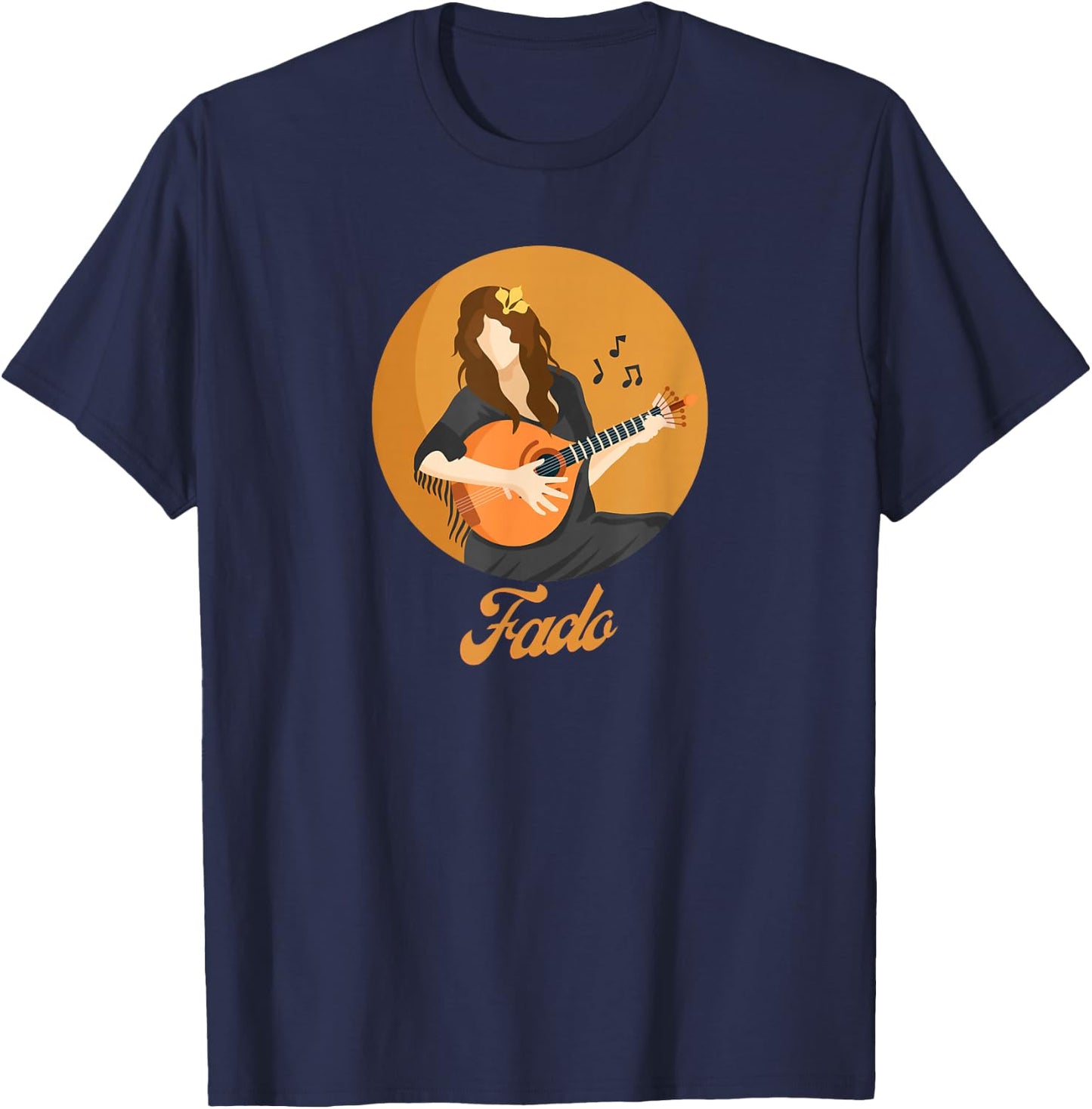 Fado Singer Portuguese Guitar T-Shirt - T-Shirt | Navy