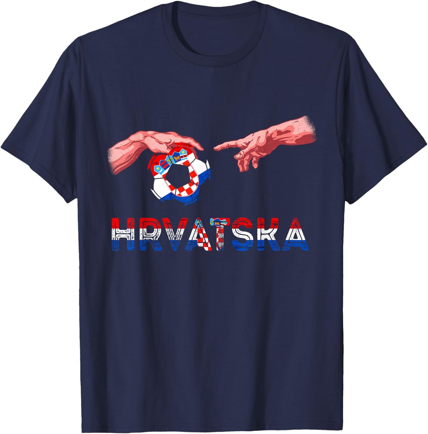 Croatia Hrvatska Soccer Team Reaching Hands Croatian Flag T-Shirt - T-Shirt | Navy