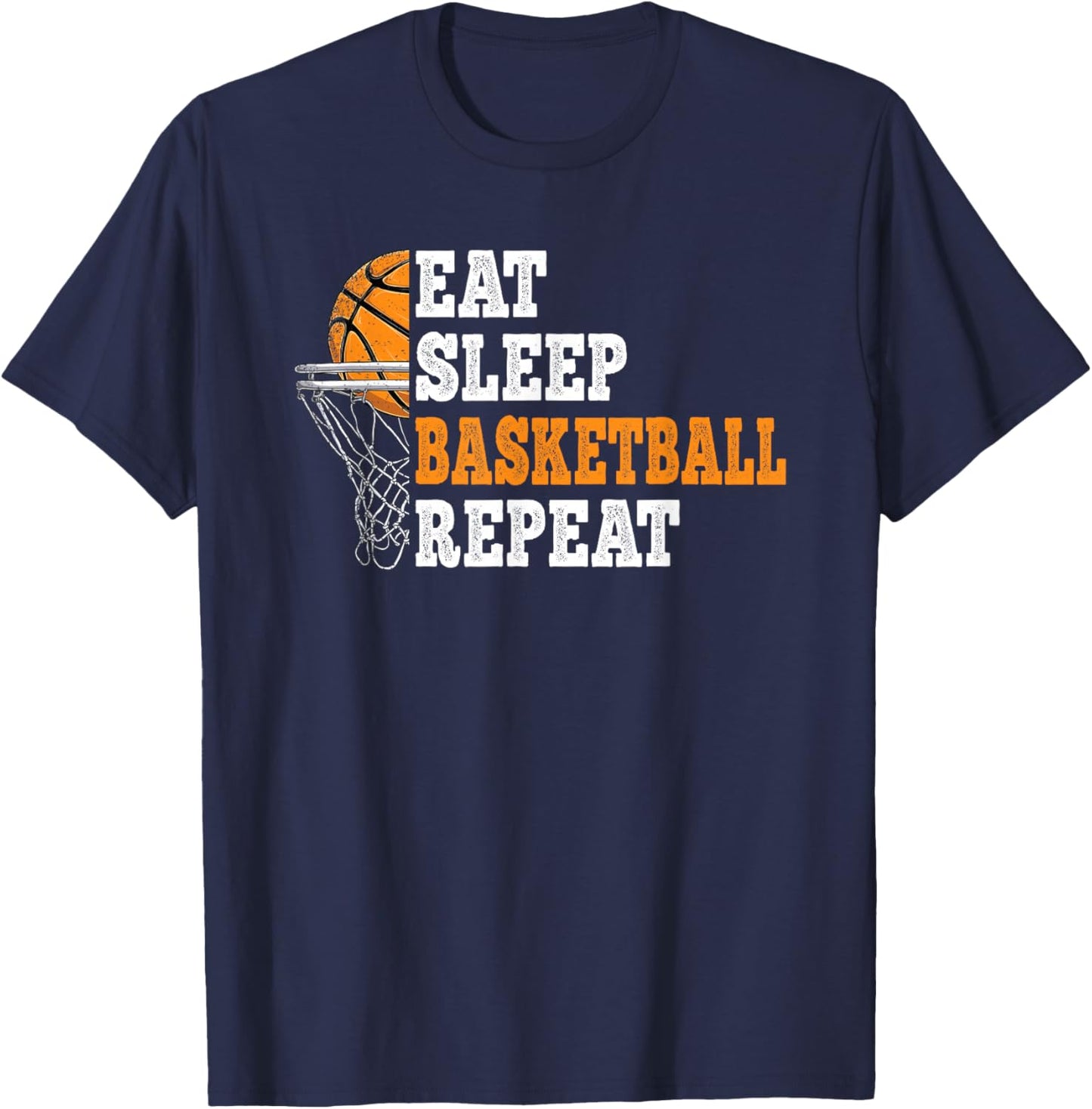 Eat Sleep Basketball Repeat Basketball Player Men Boys Kids T-Shirt - T-Shirt | Navy