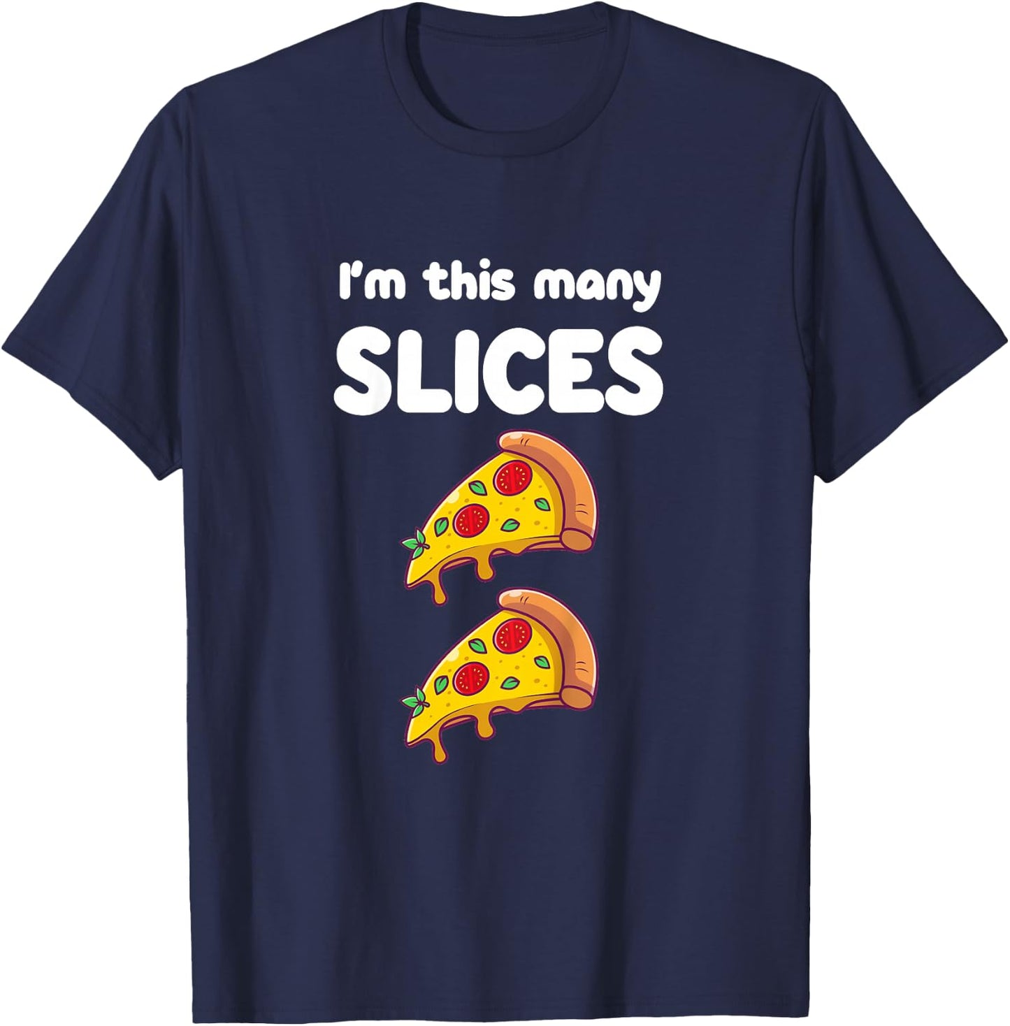 Cute Pizza 2nd Birthday I'm This Many Slices 2-Year-Old T-Shirt - T-Shirt | Navy