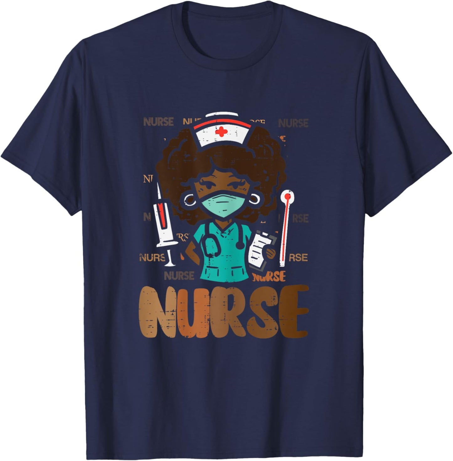 Black History Afro Nurse African Nursing Scrub Top Women T-Shirt - T-Shirt | Navy