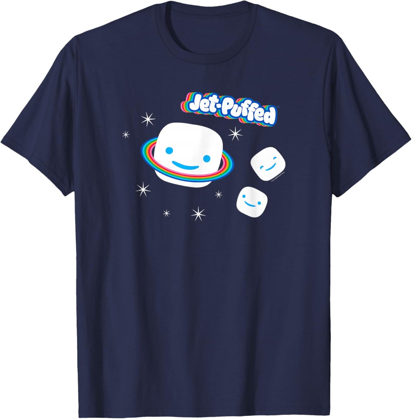 Jet-Puffed Marshmallow Galaxy Rainbow Planet Cute Logo T-Shirt - T-Shirt | Navy