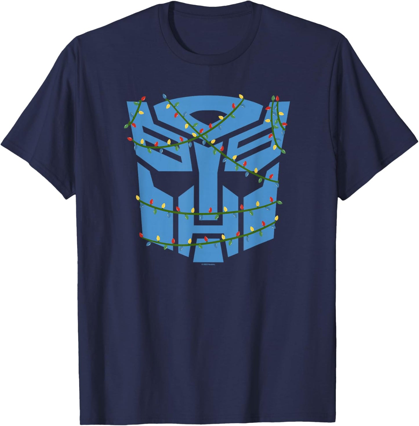Transformers Autobots Logo Christmas Light Wrap Up T-Shirt - T-Shirt | Navy