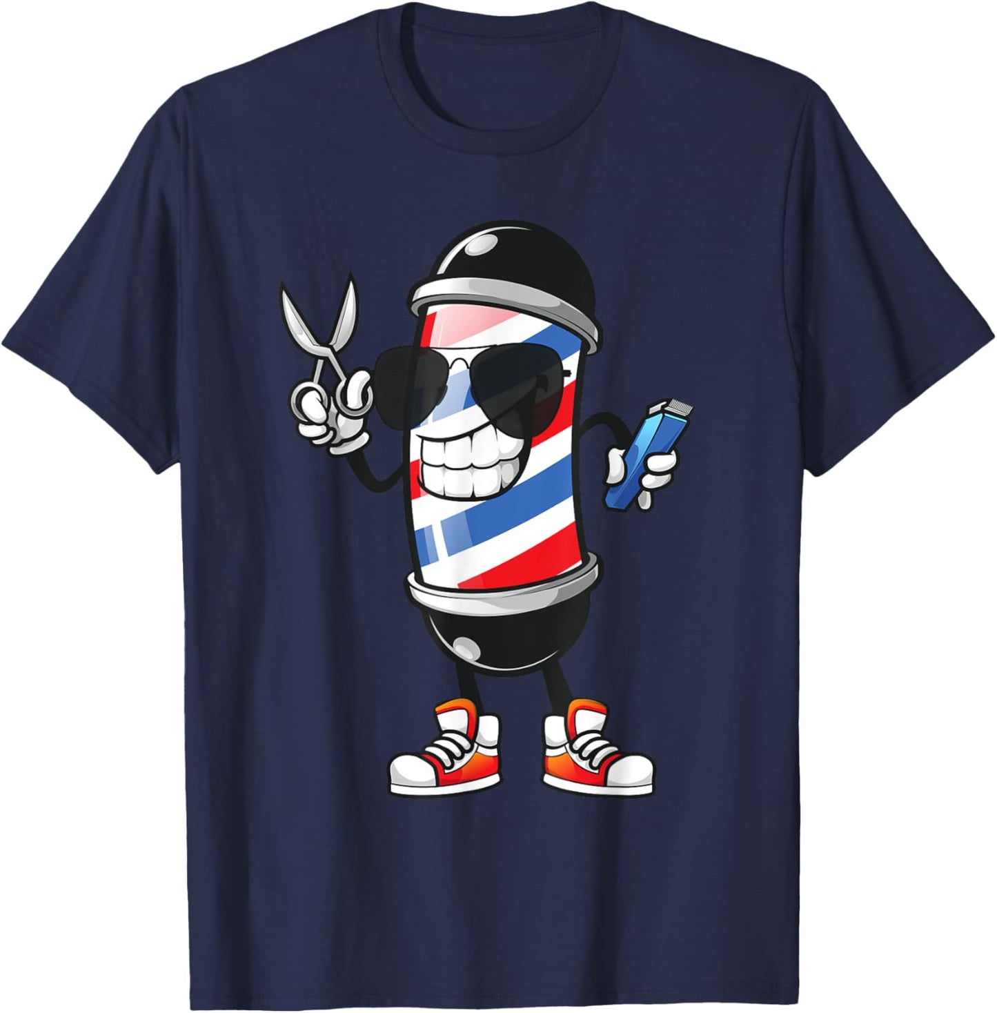 Cute Barber Pole Women Barbershop Haircut Barber T-Shirt - T-Shirt | Navy