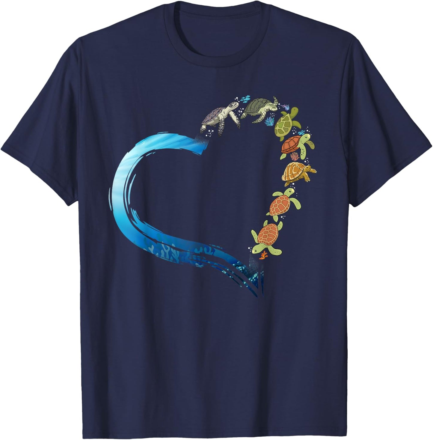 Sea Turtle Tortoise Heart T-Shirt - T-Shirt | Navy