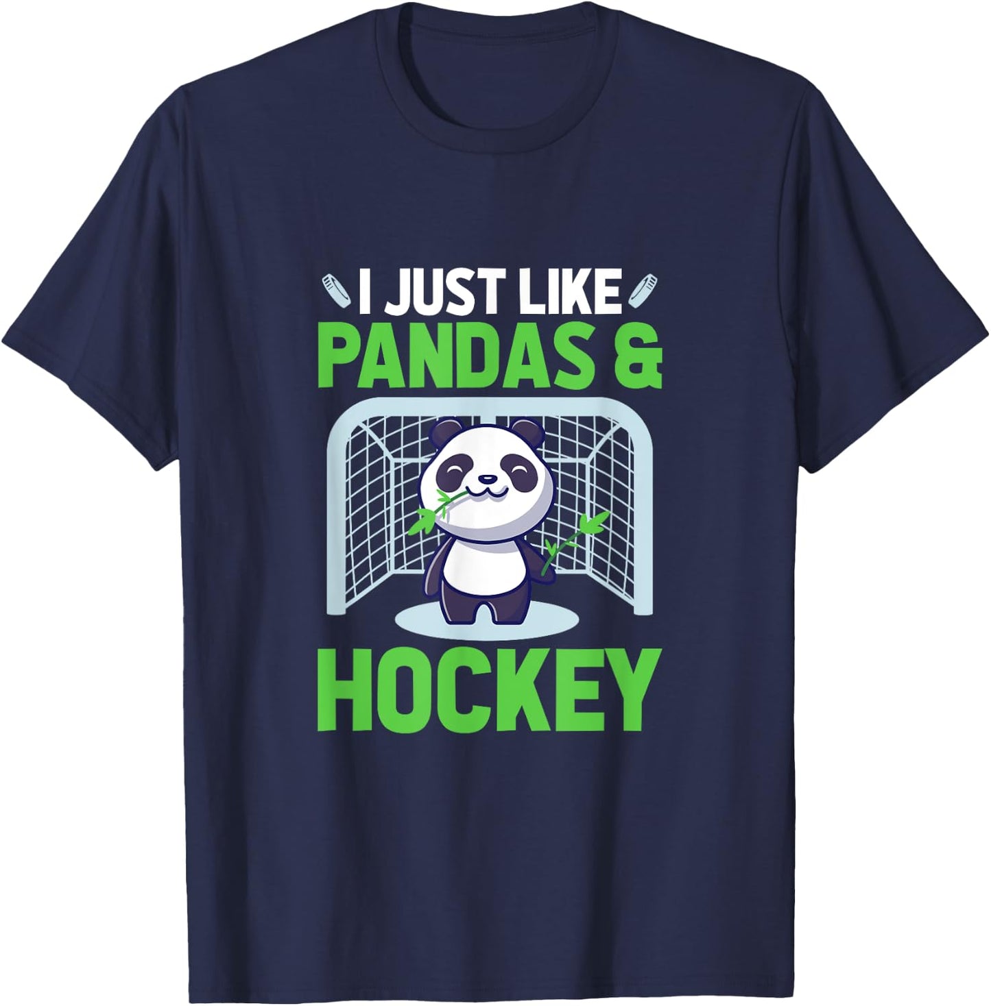 Ice Hockey I Just Like Pandas & Hockey T-Shirt - T-Shirt | Navy