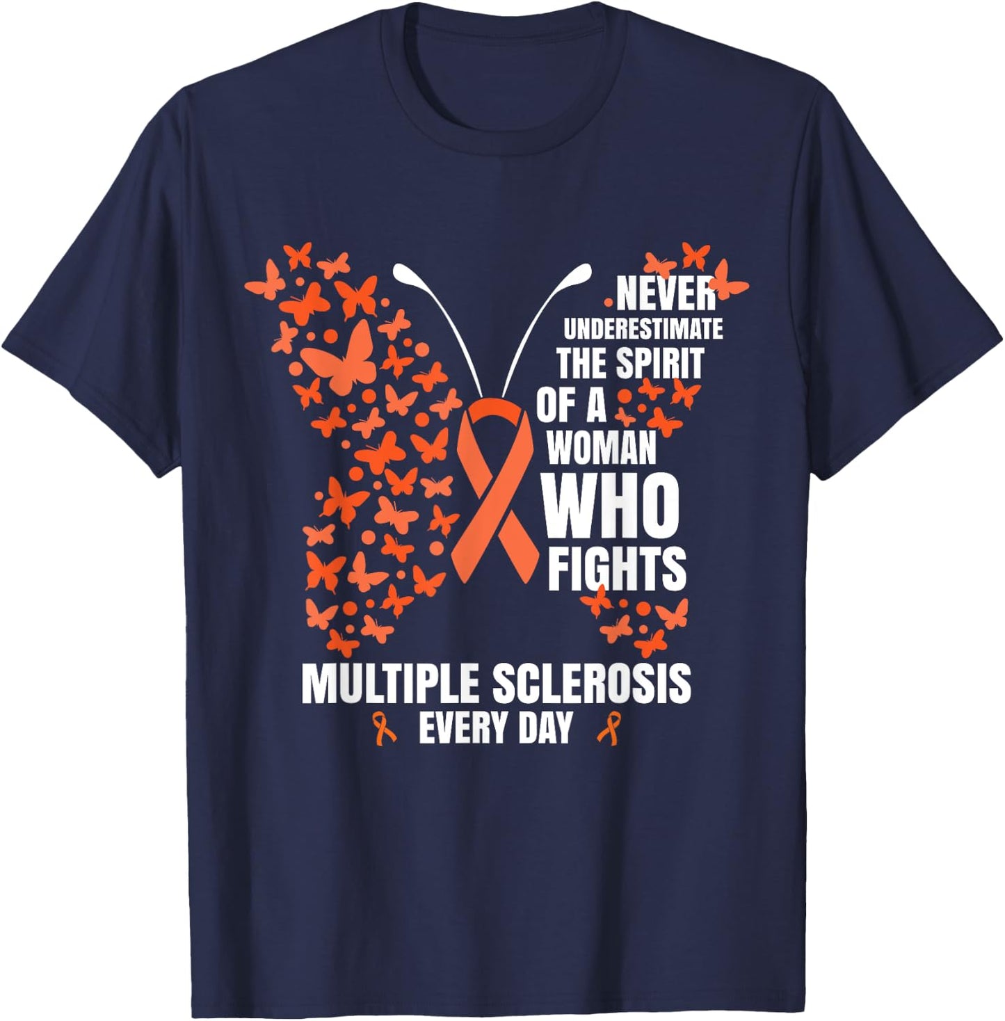 Multiple Sclerosis Butterfly MS Warrior Women T-Shirt - T-Shirt | Navy