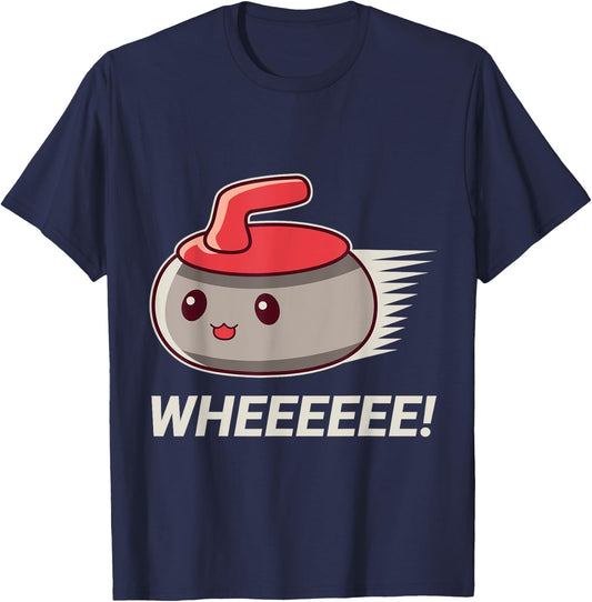 Cute Kawaii Curling Stone - Funny Hair Roller T-Shirt - T-Shirt | Navy