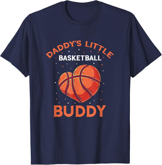 Basketball Daddy's Little Buddy Bball Heart Basketball Team T-Shirt - T-Shirt | Navy