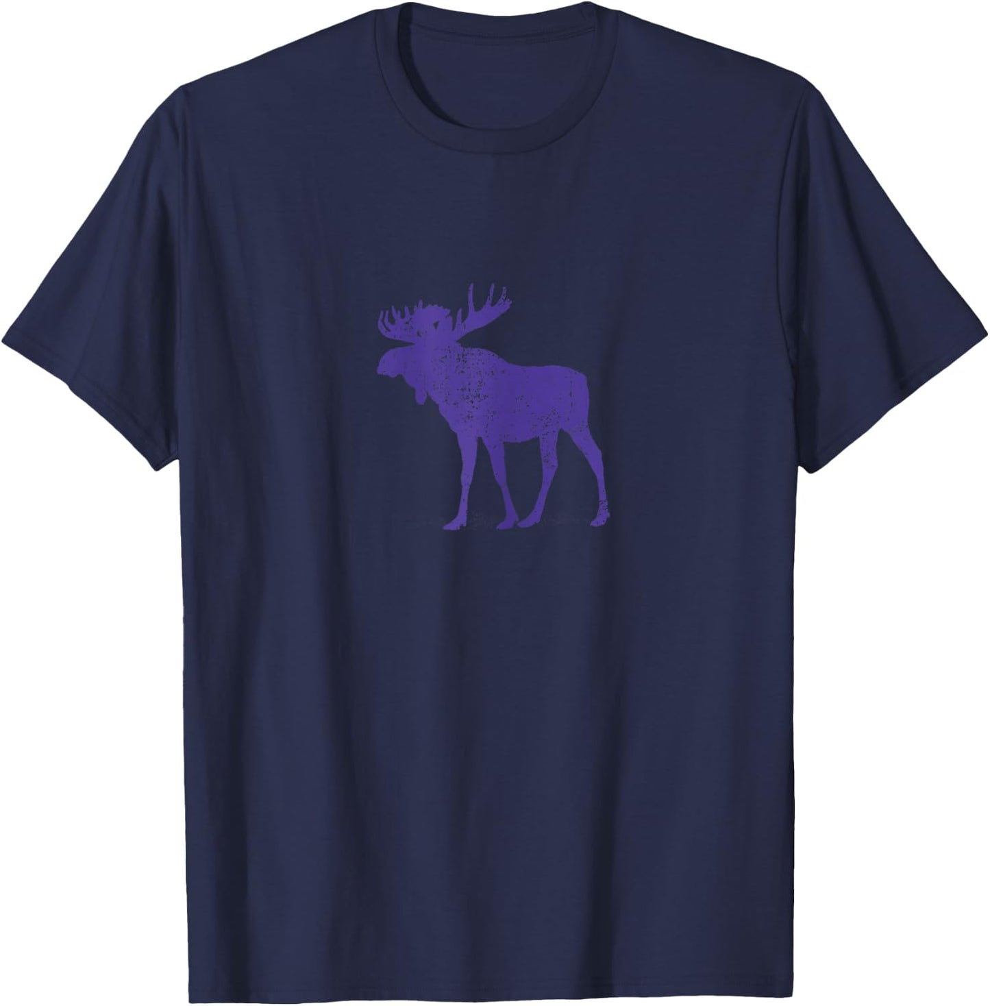 Moose - Retro Style Purple Moose T-Shirt - T-Shirt | Navy