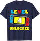 Level 4 Unlocked 4th Birthday Shirt Video Game 4 Year Old T-Shirt - T-Shirt | Navy