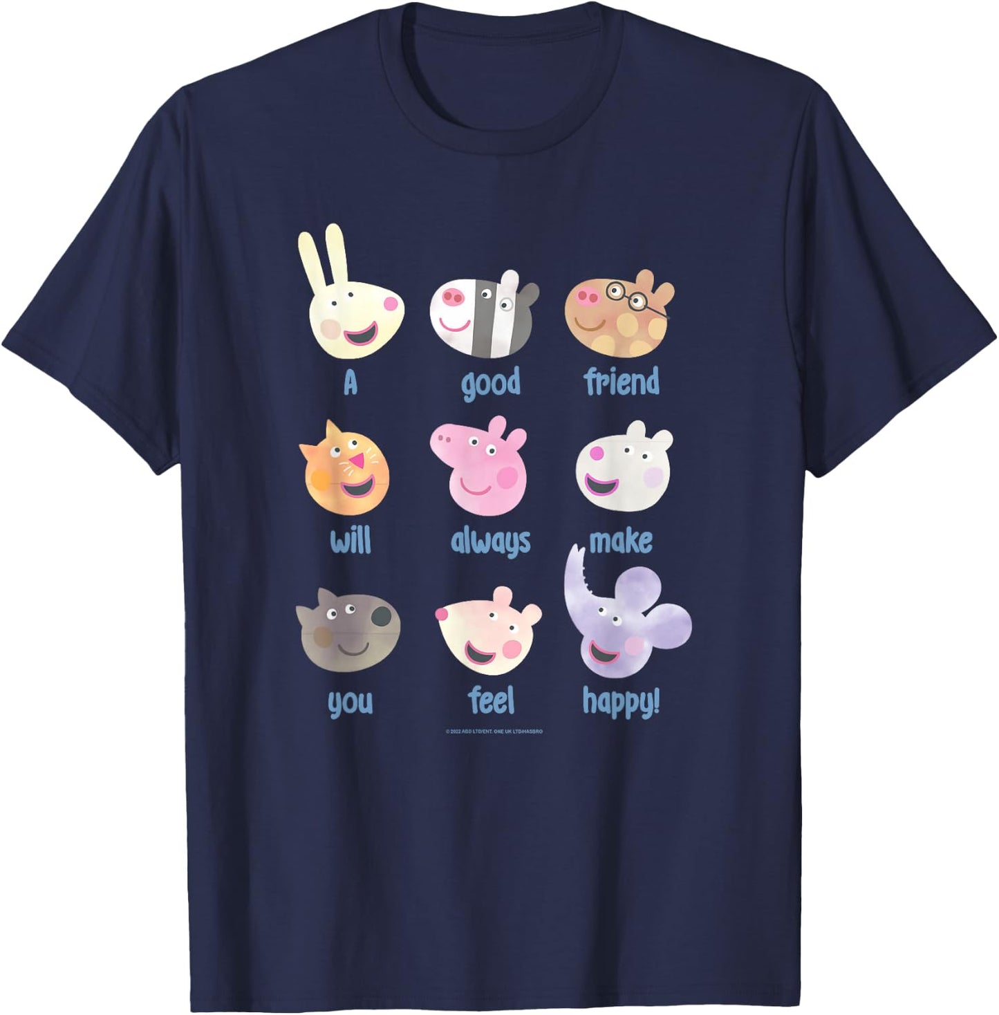 Peppa Pig A Good Friend Will Always Make You Feel Happy! T-Shirt - T-Shirt | Navy