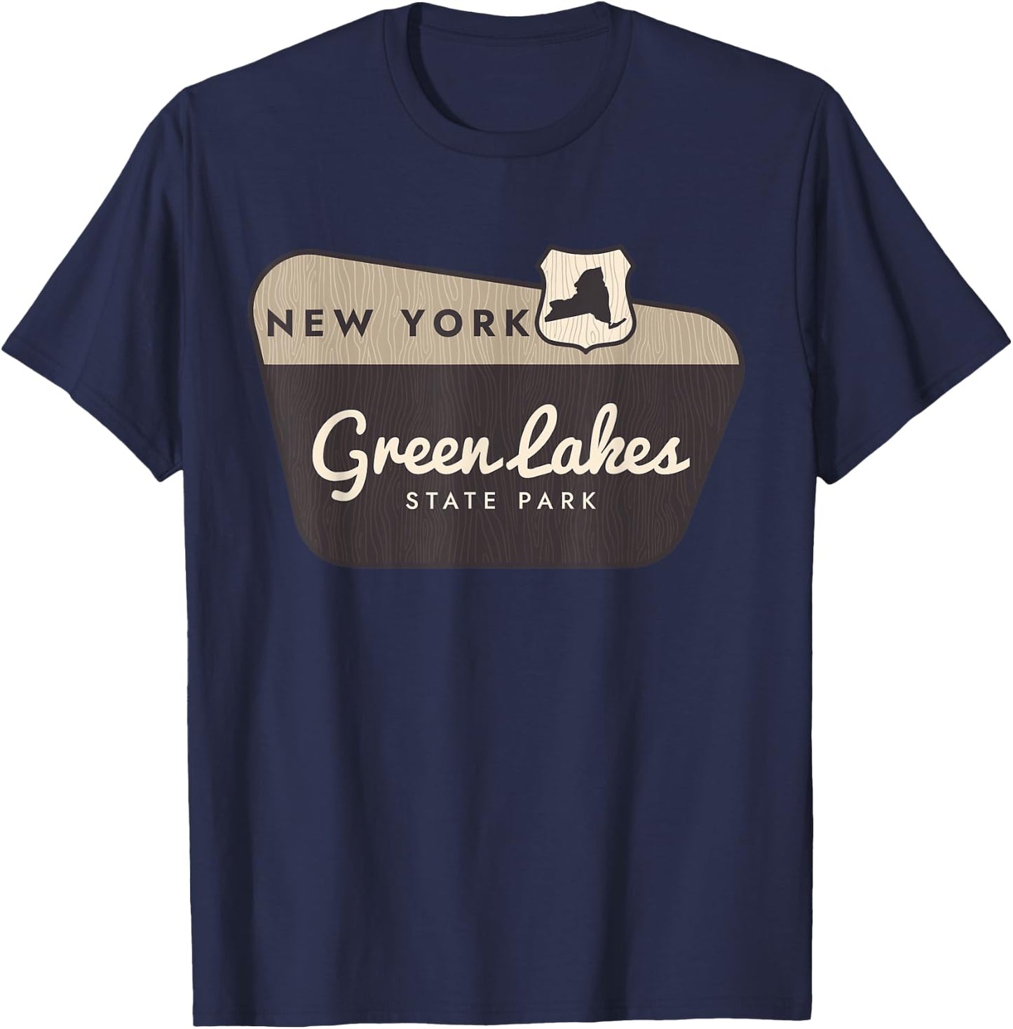Green Lakes State Park New York Welcome Sign Vacation T-Shirt - T-Shirt | Navy