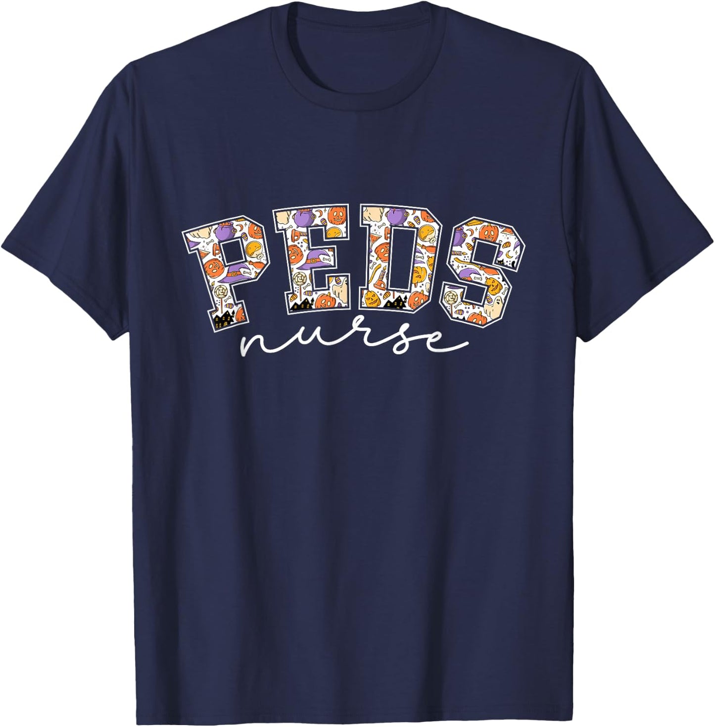 Peds Nurse Halloween Pediatric Rn Fall Autumn Hospital Party T-Shirt - T-Shirt | Navy