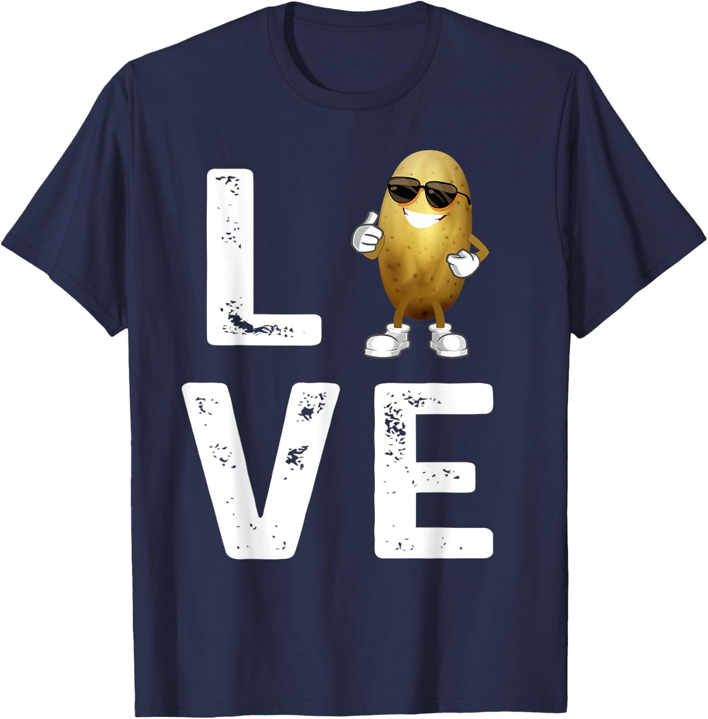 I Love Potatoes Vegetable Funny Potato In Sunglusses T-Shirt - T-Shirt | Navy