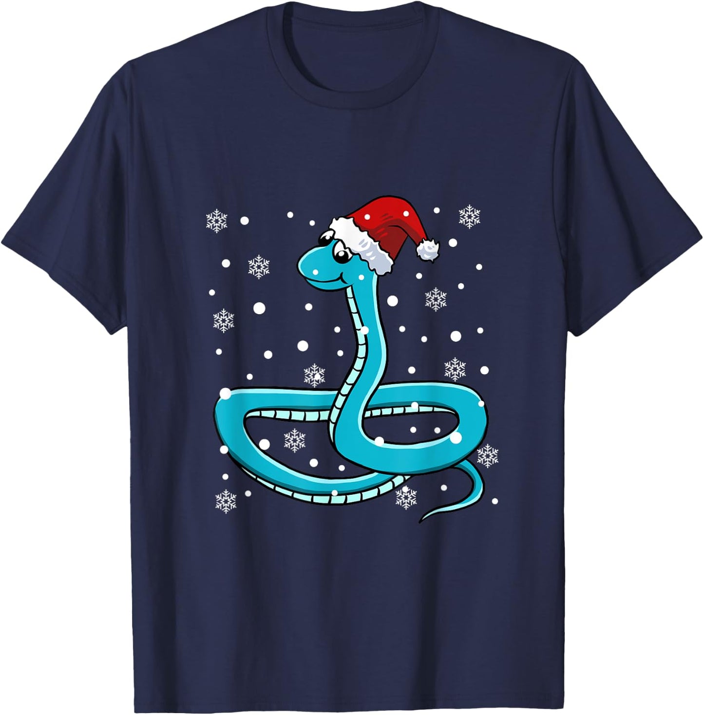 Snake Santa Hat Christmas Pajama Cute Animal Snowflakes Xmas T-Shirt - T-Shirt | Navy