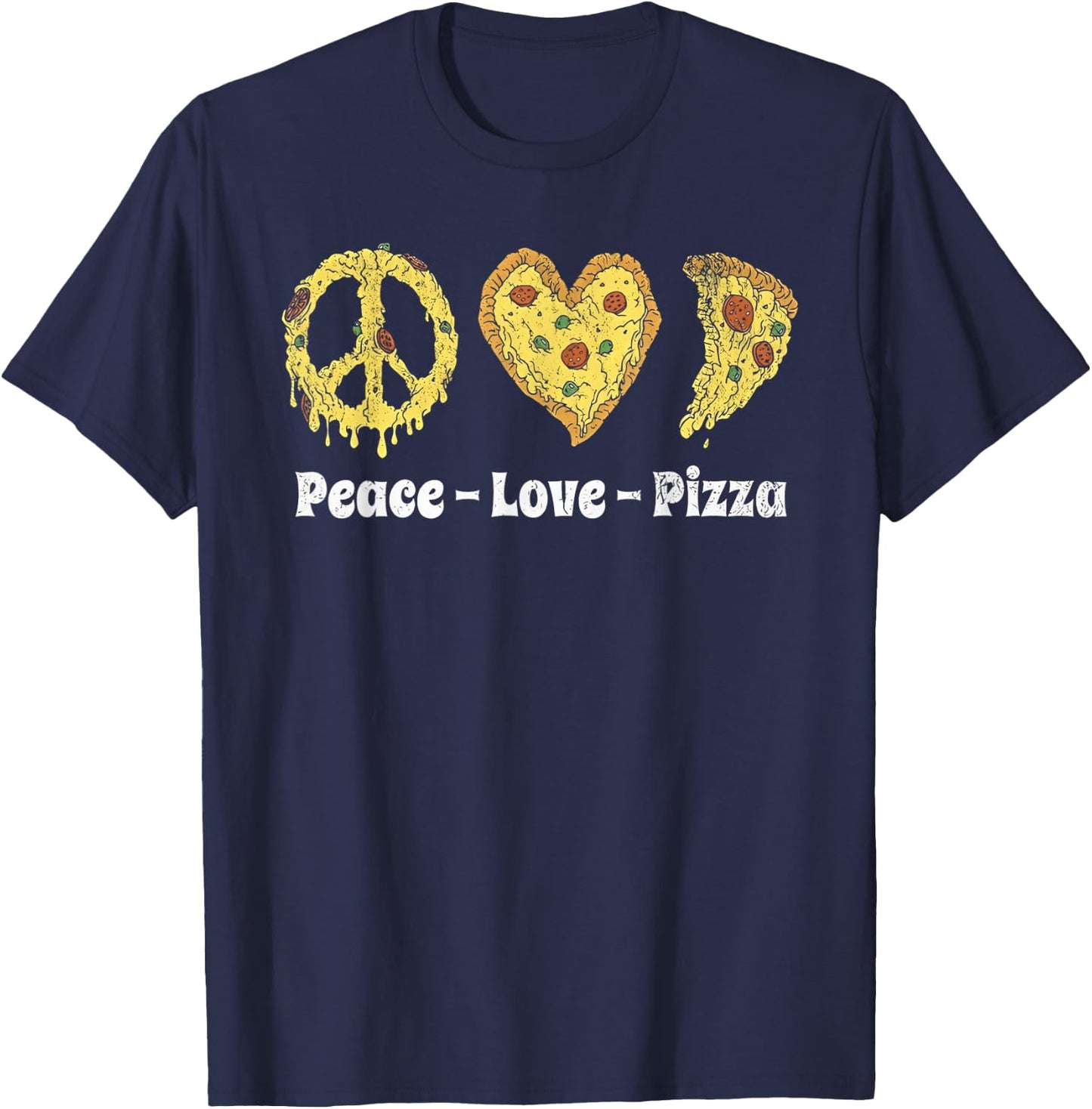 Peace Love Pizza T-Shirt - T-Shirt | Navy