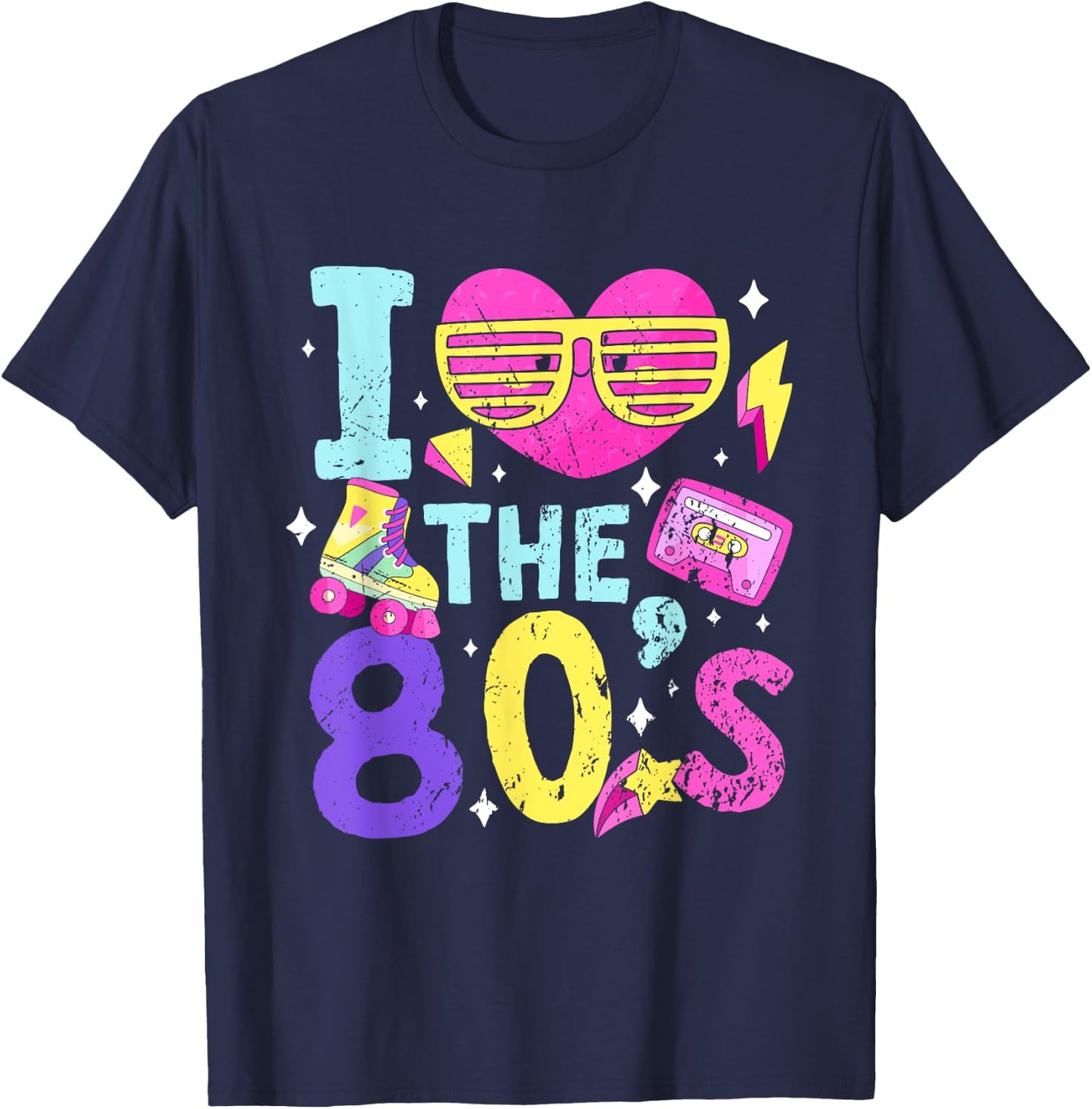 Retro 1980s Party Costume i Love The 80s T-Shirt - T-Shirt | Navy