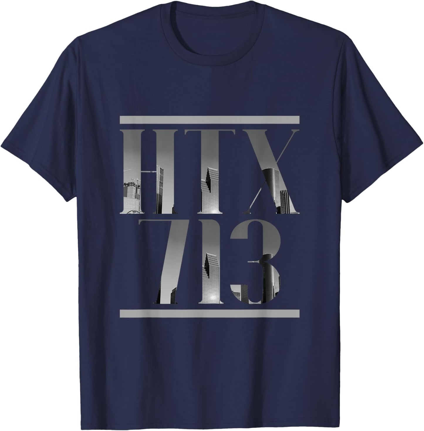 HTX 713 Houston Strong H-Town Vibe Houston skyline Texas T-Shirt - T-Shirt | Navy
