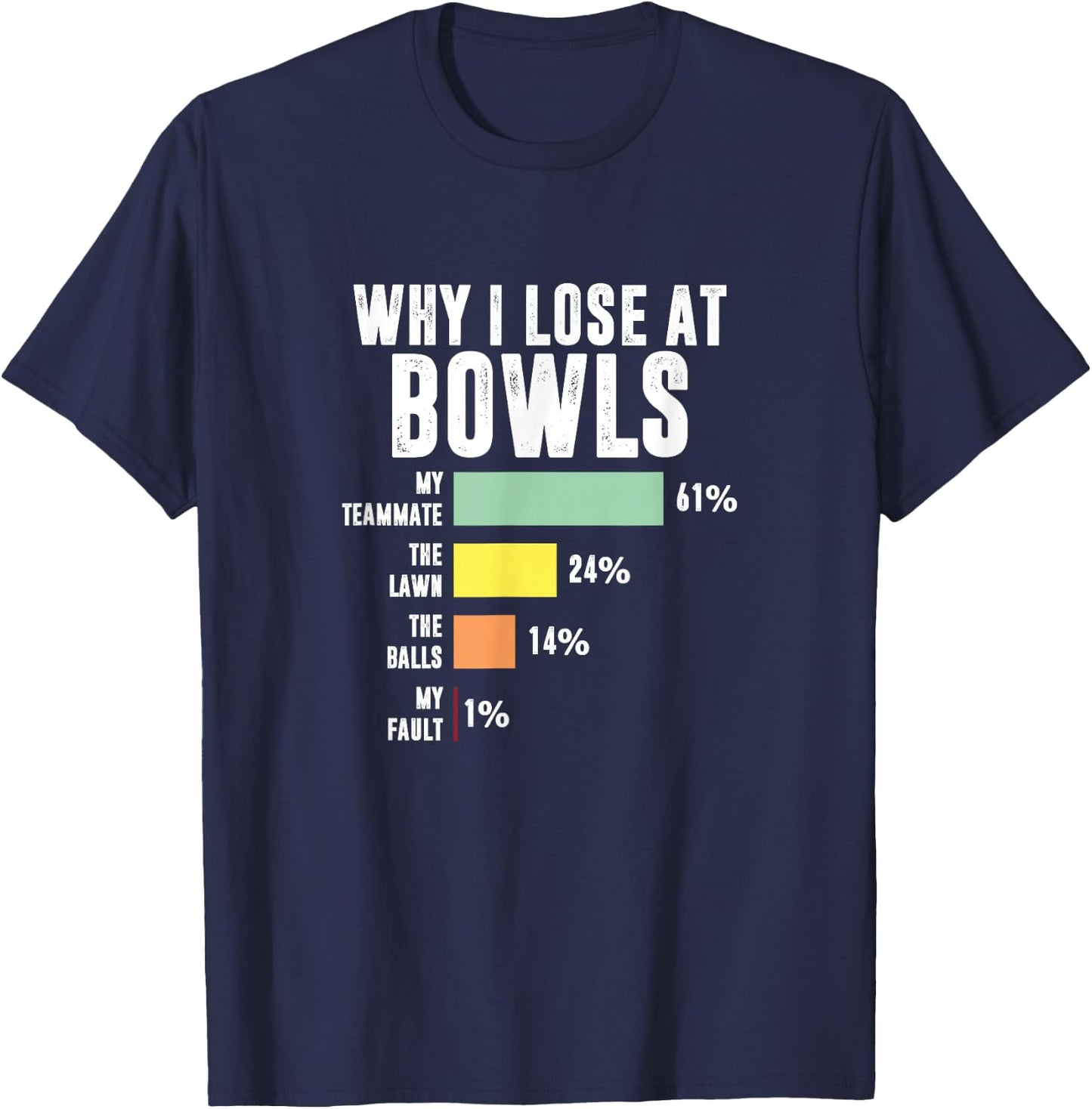 Why I Lose At Bowls, Funny Lawn Bowling T-Shirt - T-Shirt | Navy