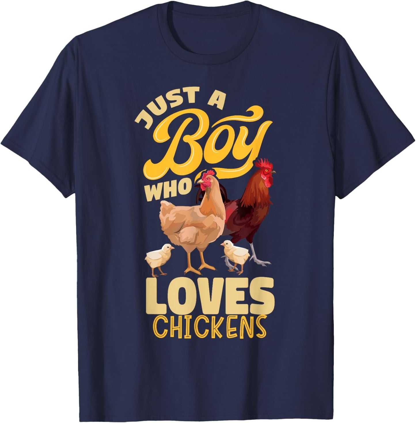 Just a Boy Who Loves Chickens Boys Country Farming Farm T-Shirt - T-Shirt | Navy