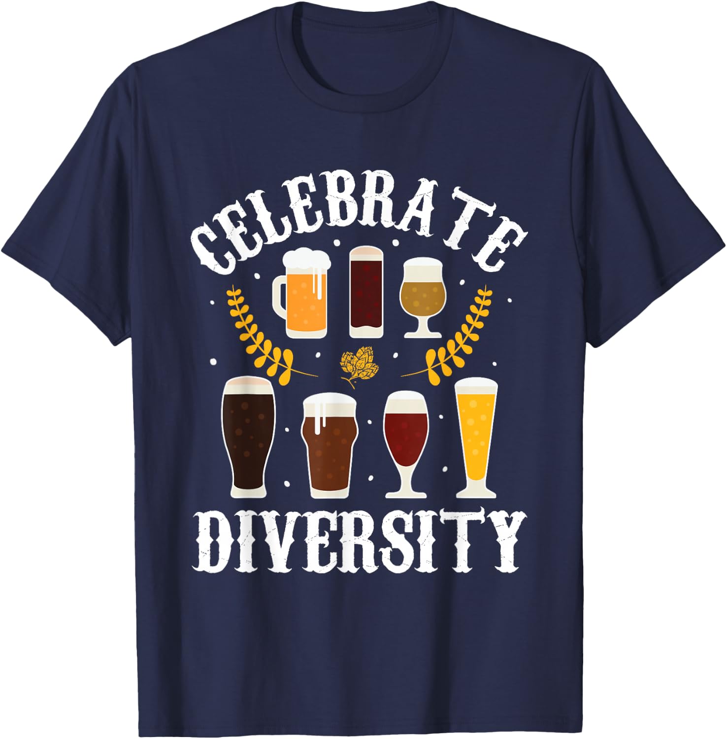 Celebrate Diversity Beer Drinking Funny German Oktoberfest T-Shirt - T-Shirt | Navy