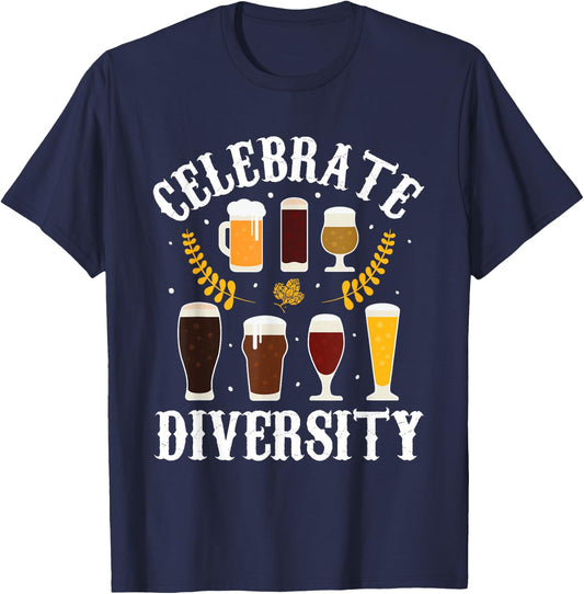 Celebrate Diversity Beer Drinking Funny German Oktoberfest T-Shirt - T-Shirt | Navy