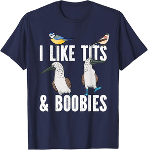Blue-footed Booby I Like Tits And Boobies Seabird Tit Bird T-Shirt - T-Shirt | Navy