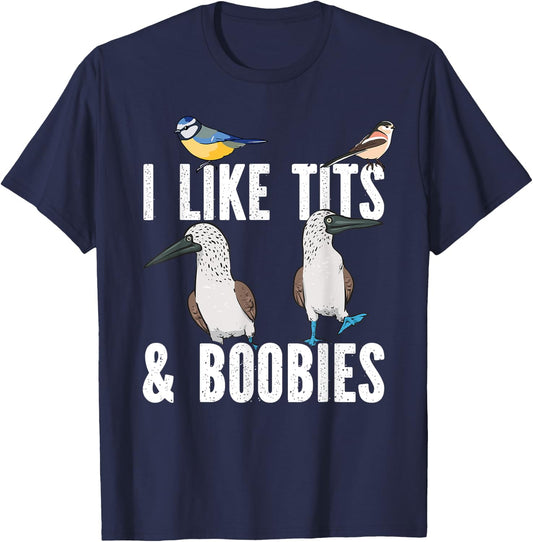 Blue-footed Booby I Like Tits And Boobies Seabird Tit Bird T-Shirt - T-Shirt | Navy