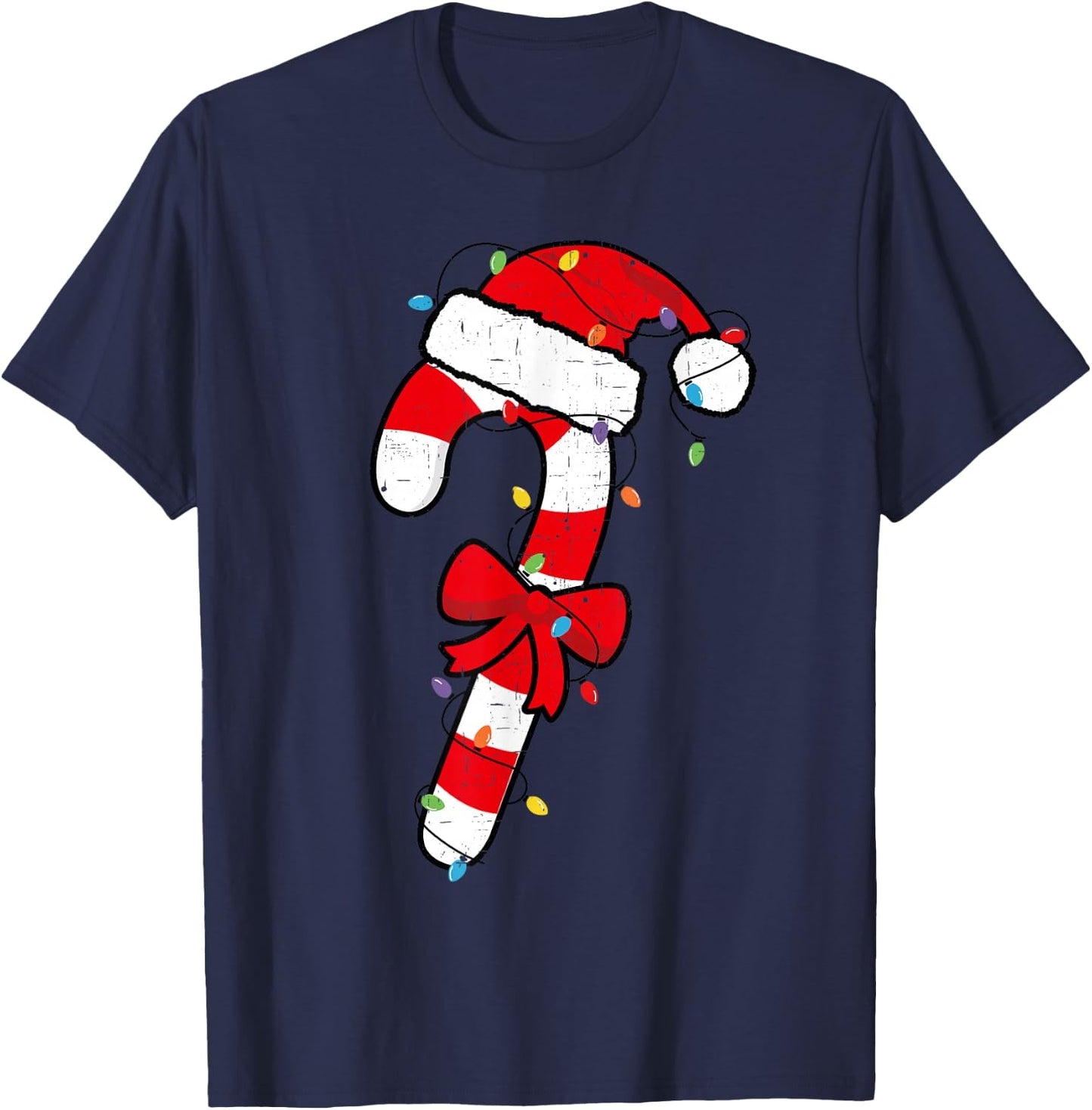 Christmas Candy Cane Santa Xmas Kids Toddler Youth Women Men T-Shirt - T-Shirt | Navy