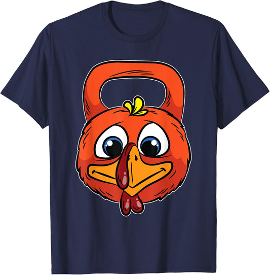 Turkey Kettlebell Thanksgiving Day Funny Gym Workout Fitness T-Shirt - T-Shirt | Navy