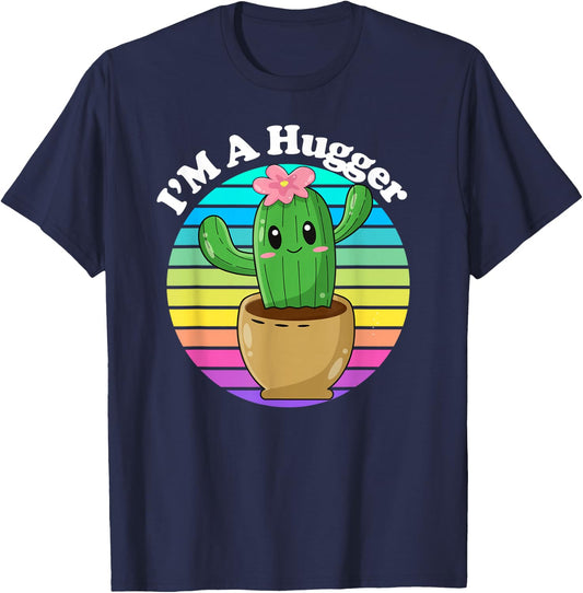Funny I'm A Hugger Cartoon Cute Sarcastic Humor T-Shirt - T-Shirt | Navy