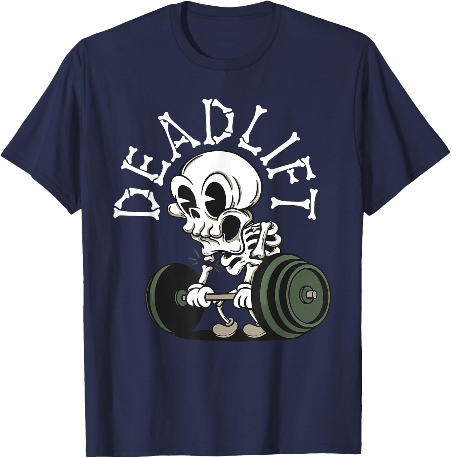 Deadlift Funny Halloween Skeleton Weight Lifting Workout Men T-Shirt - T-Shirt | Navy