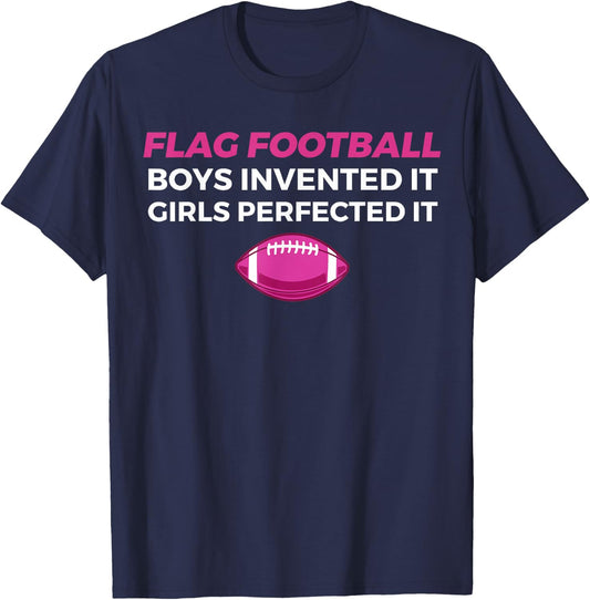 Funny Flag Football Girl T-Shirt - T-Shirt | Navy
