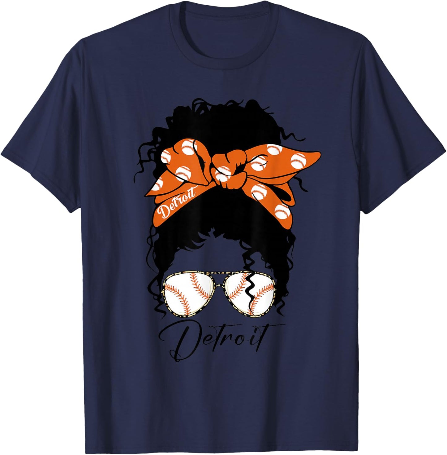 Datroit Messy Bun Souvenir I Love Datroit T-Shirt - T-Shirt | Navy